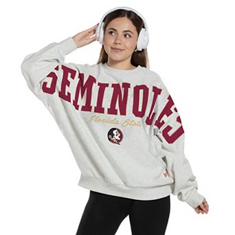 Women's Pressbox Heather Gray Florida State Seminoles Flannigan Oversized Fleece Sweatshirt