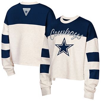 Girls Youth Outerstuff Gray Dallas Cowboys Dynasty Terry Crewneck Sweatshirt