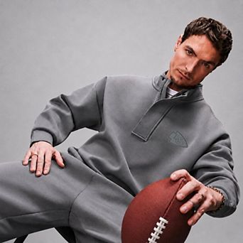 Men's Levelwear Gray Kansas City Chiefs Core Logo Luxe Stein 1/4 Zip Pullover