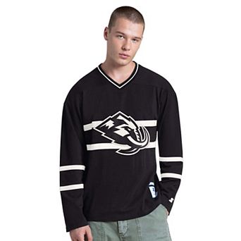 Men's Starter Black Utah Mammoth Line Up Long Sleeve V-Neck T-Shirt
