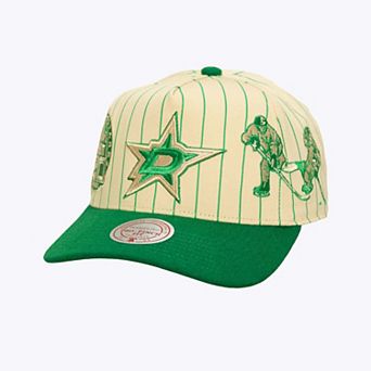 Men's Mitchell & Ness Cream Dallas Stars Retro Roots Vintage Stripe Pro Adjustable Hat