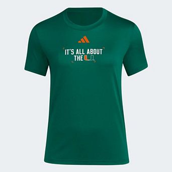 Women's adidas Green Miami Hurricanes Locker Slogan Pre-Game T-Shirt