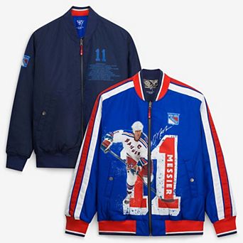 Men's FE Mark Messier Blue/Navy New York Rangers Reversible Full-Zip Bomber Jacket