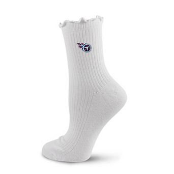 Women's PRO Compression White Tennessee Titans Logo Lettuce Hem Quarter Socks