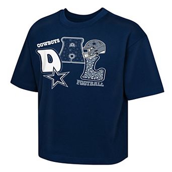 Girls Youth Outerstuff Navy Dallas Cowboys Team Quilt T-Shirt
