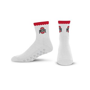 Women's PRO Compression Ohio State Buckeyes White Heartshape Grippers Yoga-Pilates Quarter Socks