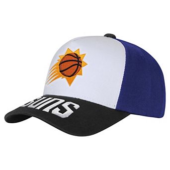Youth Outerstuff White/Black Phoenix Suns Logo Three Pro Pinch Pre-Curved Adjustable Hat