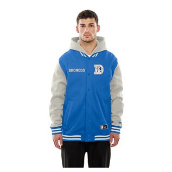 Men's New Era Royal/Gray Denver Broncos Full-Snap Fleece Hooded Jacket