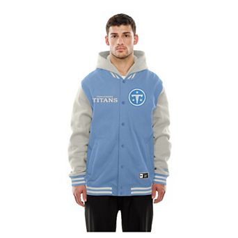 Men's New Era Light Blue/Gray Tennessee Titans Full-Snap Fleece Hooded Jacket