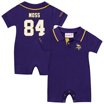 Infant Mitchell & Ness Randy Moss Purple Minnesota Vikings Retro Roots Player Rugby Romper