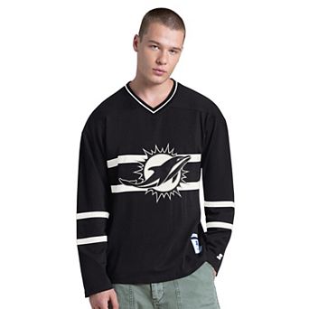Men's Starter Black/White Miami Dolphins Lineup Long Sleeve T-Shirt