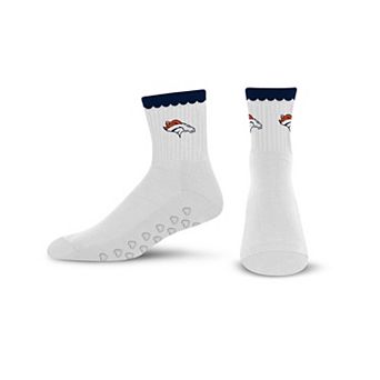 Women's PRO Compression Denver Broncos White Heartshape Grippers Yoga-Pilates Quarter Socks