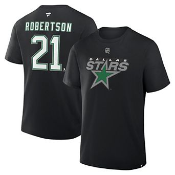Men's Fanatics Jason Robertson Black Dallas Stars Alternate Authentic Stack Name & Number T-Shirt