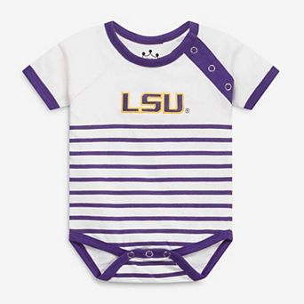 Newborn & Infant Little King Purple/White LSU Tigers Shoulder Snap Bodysuit