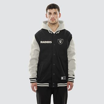Men's New Era Black/Gray Las Vegas Raiders Full-Snap Fleece Hooded Jacket