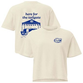 Women's Comfort Colors Cream Florida Gators Here For The Tailgate Cropped T-Shirt