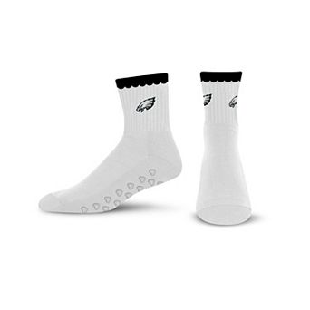 Women's PRO Compression Philadelphia Eagles White Heartshape Grippers Yoga-Pilates Quarter Socks