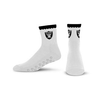 Women's PRO Compression Las Vegas Raiders White Heartshape Grippers Yoga-Pilates Quarter Socks