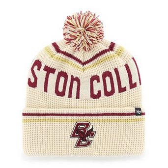 Unisex '47 Cream Boston College Eagles Quattrle Waffle Cuffed Knit Hat with Pom