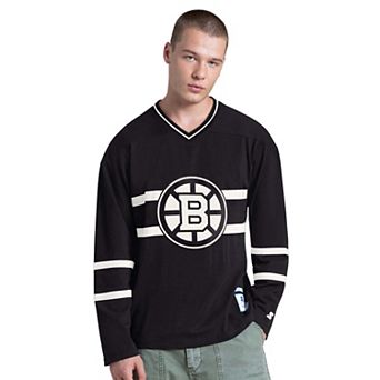 Men's Starter Black Boston Bruins Line Up Long Sleeve V-Neck T-Shirt