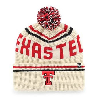 Unisex '47 Cream Texas Tech Red Raiders Quattrle Waffle Cuffed Knit Hat with Pom