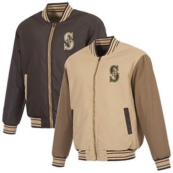 Men's JH Design Tan/Brown Seattle Mariners Reversible Canvas Full-Zip Jacket