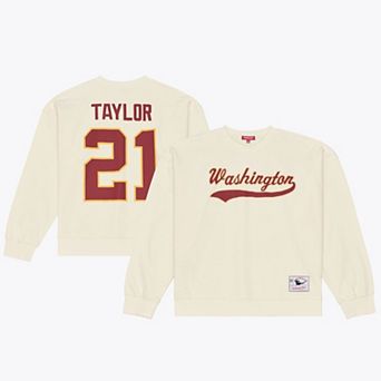 Women's Mitchell & Ness Sean Taylor Cream Washington Commanders Name & Number Sweatshirt