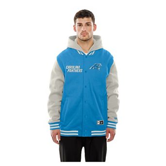 Men's New Era Blue/Gray Carolina Panthers Full-Snap Fleece Hooded Jacket