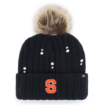 Women's '47 Navy Syracuse Orange Pearl Fur Knit Hat with Pom