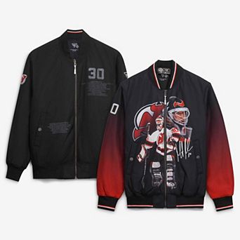 Men's AW Chang Martin Brodeur Black New Jersey Devils Reversible Full-Zip Bomber Jacket