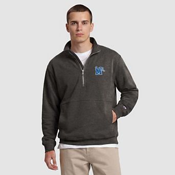 Men's Champion Heather Gray Memphis Tigers Quarter-Zip Fleece Pullover