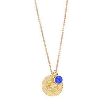 Women's LUV AJ Gold Detroit Lions Spiral and Stone Charm Necklace