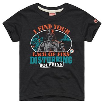 Toddler Homage Charcoal Miami Dolphins NFL x Star Wars Dark Side Tri-Blend T-Shirt