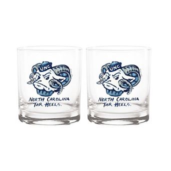 Indigo Falls North Carolina Tar Heels Laura Wilcox Mascot Rocks Glass Set of 2