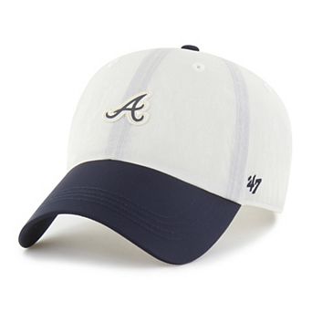 Unisex '47 White/Navy Atlanta Braves Modernia Clean Up Adjustable Hat