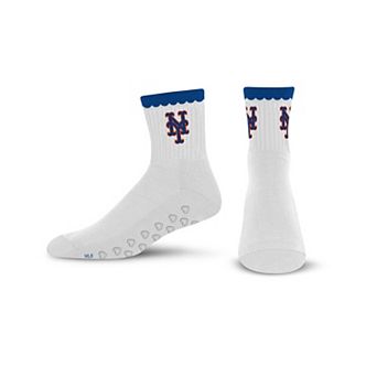 Women's PRO Compression New York Mets White Heartshape Grippers Yoga-Pilates Quarter Socks