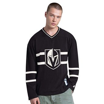 Men's Starter Black Vegas Golden Knights Line Up Long Sleeve V-Neck T-Shirt