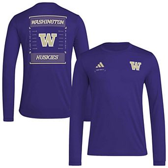 Men's adidas Purple Washington Huskies Locker Football Icon AEROREADY Pre-Game Long Sleeve T-Shirt