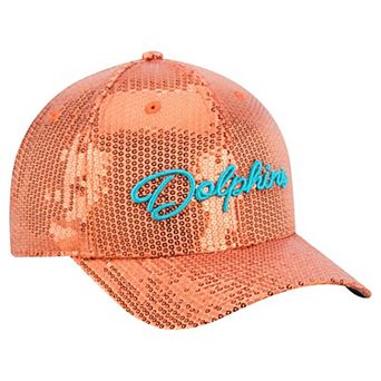 Women's New Era Orange Miami Dolphins Sequin Script 9FORTY Adjustable Hat
