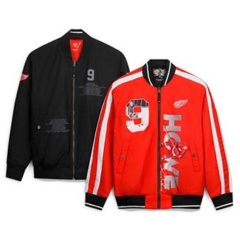 Men's FE Gordie Howe Red/Black Detroit Red Wings Reversible Full-Zip Bomber Jacket