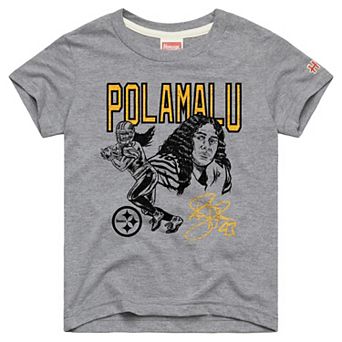 Youth Homage Troy Polamalu Pittsburgh Steelers Gray Retired Greats T-Shirt