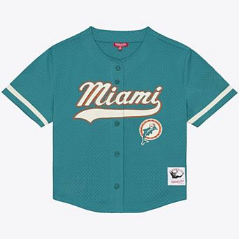 Women's Mitchell & Ness Aqua Miami Dolphins Retro Roots Baseball Jersey
