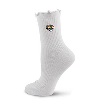Women's PRO Compression White Jacksonville Jaguars Logo Lettuce Hem Quarter Socks