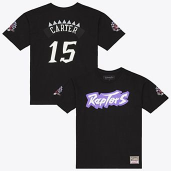 Men's Mitchell & Ness Vince Carter Black Toronto Raptors Hardwood Classics Name & Number Classic T-Shirt
