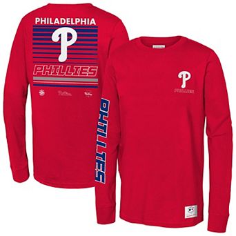 Youth Mitchell & Ness Red Philadelphia Phillies Triple Play Long Sleeve T-Shirt