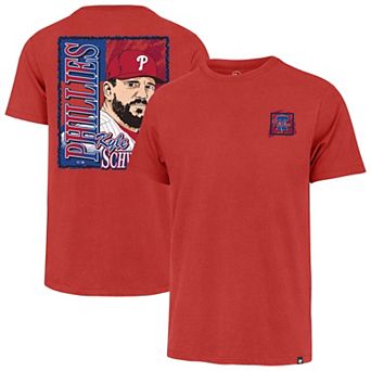 Men's '47 Kyle Schwarber Red Philadelphia Phillies Two-Sided Graphic T-Shirt