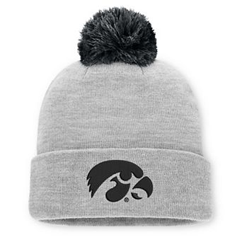 Unisex Nike Heather Gray Iowa Hawkeyes Primetime Script Cuffed Knit Hat with Pom