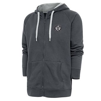 Men's Antigua Charcoal Atlanta United FC Brushed Metallic Logo Victory Full-Zip Hoodie