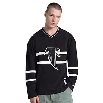 Men's Starter Black Atlanta Falcons Line Up Retro Logo Long Sleeve V-Neck T-Shirt