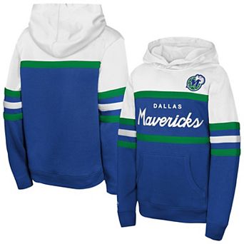 Youth Mitchell & Ness Blue/White Dallas Mavericks Vintage Head Coach Hoodie